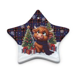 ScotsTee Shop Scottish Home Modern Clan Tartan Ceramic Ornament Cute Highland Cow Christmas