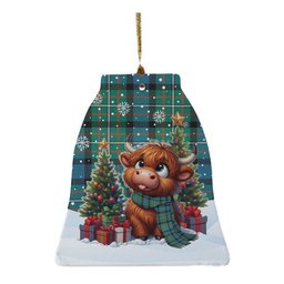 ScotsTee Shop Scottish Ferguson Ancient Clan Tartan Ceramic Ornament Cute Highland Cow Christmas