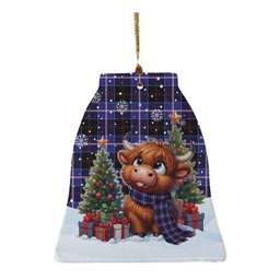 ScotsTee Shop Scottish Dunlop Modern Clan Tartan Ceramic Ornament Cute Highland Cow Christmas