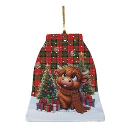ScotsTee Shop Scottish Dunbar Modern Clan Tartan Ceramic Ornament Cute Highland Cow Christmas