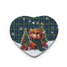 ScotsTee Shop Scottish Forbes Ancient Clan Tartan Ceramic Ornament Cute Highland Cow Christmas