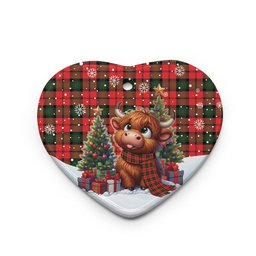 ScotsTee Shop Scottish Kerr Modern Clan Tartan Ceramic Ornament Cute Highland Cow Christmas