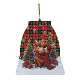 ScotsTee Shop Scottish Kerr Modern Clan Tartan Ceramic Ornament Cute Highland Cow Christmas