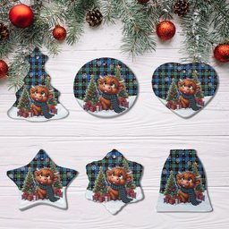 ScotsTee Shop Scottish Guthrie Ancient Clan Tartan Ceramic Ornament Cute Highland Cow Christmas