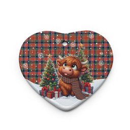ScotsTee Shop Scottish MacDuff Ancient Clan Tartan Ceramic Ornament Cute Highland Cow Christmas
