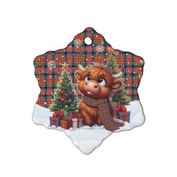 ScotsTee Shop Scottish MacDuff Ancient Clan Tartan Ceramic Ornament Cute Highland Cow Christmas
