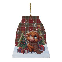ScotsTee Shop Scottish Lindsay Weathered Clan Tartan Ceramic Ornament Cute Highland Cow Christmas
