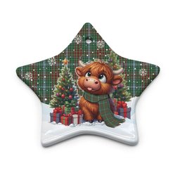 ScotsTee Shop Scottish Gayre Clan Tartan Ceramic Ornament Cute Highland Cow Christmas