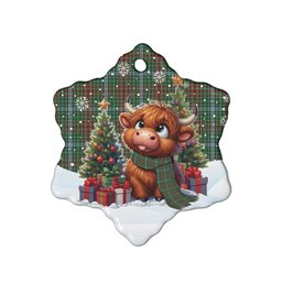 ScotsTee Shop Scottish Gayre Clan Tartan Ceramic Ornament Cute Highland Cow Christmas