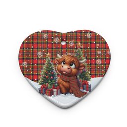 ScotsTee Shop Scottish Hepburn Clan Tartan Ceramic Ornament Cute Highland Cow Christmas