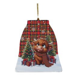 ScotsTee Shop Scottish Hepburn Clan Tartan Ceramic Ornament Cute Highland Cow Christmas