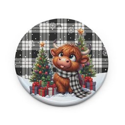 ScotsTee Shop Scottish MacFarlane Black & White Ancient Clan Tartan Ceramic Ornament Cute Highland Cow Christmas