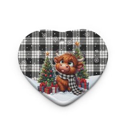 ScotsTee Shop Scottish MacFarlane Black & White Ancient Clan Tartan Ceramic Ornament Cute Highland Cow Christmas