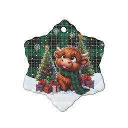 ScotsTee Shop Scottish MacAlpine Ancient Clan Tartan Ceramic Ornament Cute Highland Cow Christmas