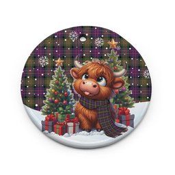 ScotsTee Shop Scottish MacDonnell of Glengarry Modern Clan Tartan Ceramic Ornament Cute Highland Cow Christmas