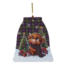 ScotsTee Shop Scottish MacDonnell of Glengarry Modern Clan Tartan Ceramic Ornament Cute Highland Cow Christmas