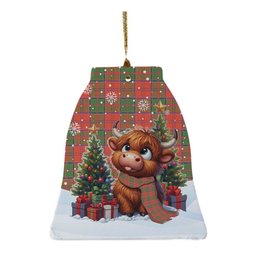 ScotsTee Shop Scottish Grant Ancient Clan Tartan Ceramic Ornament Cute Highland Cow Christmas