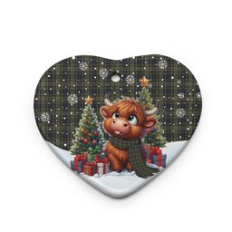ScotsTee Shop Scottish Davidson Tulloch Dress Clan Tartan Ceramic Ornament Cute Highland Cow Christmas
