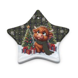 ScotsTee Shop Scottish Davidson Tulloch Dress Clan Tartan Ceramic Ornament Cute Highland Cow Christmas