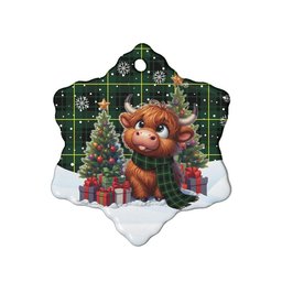 ScotsTee Shop Scottish MacArthur Modern Clan Tartan Ceramic Ornament Cute Highland Cow Christmas