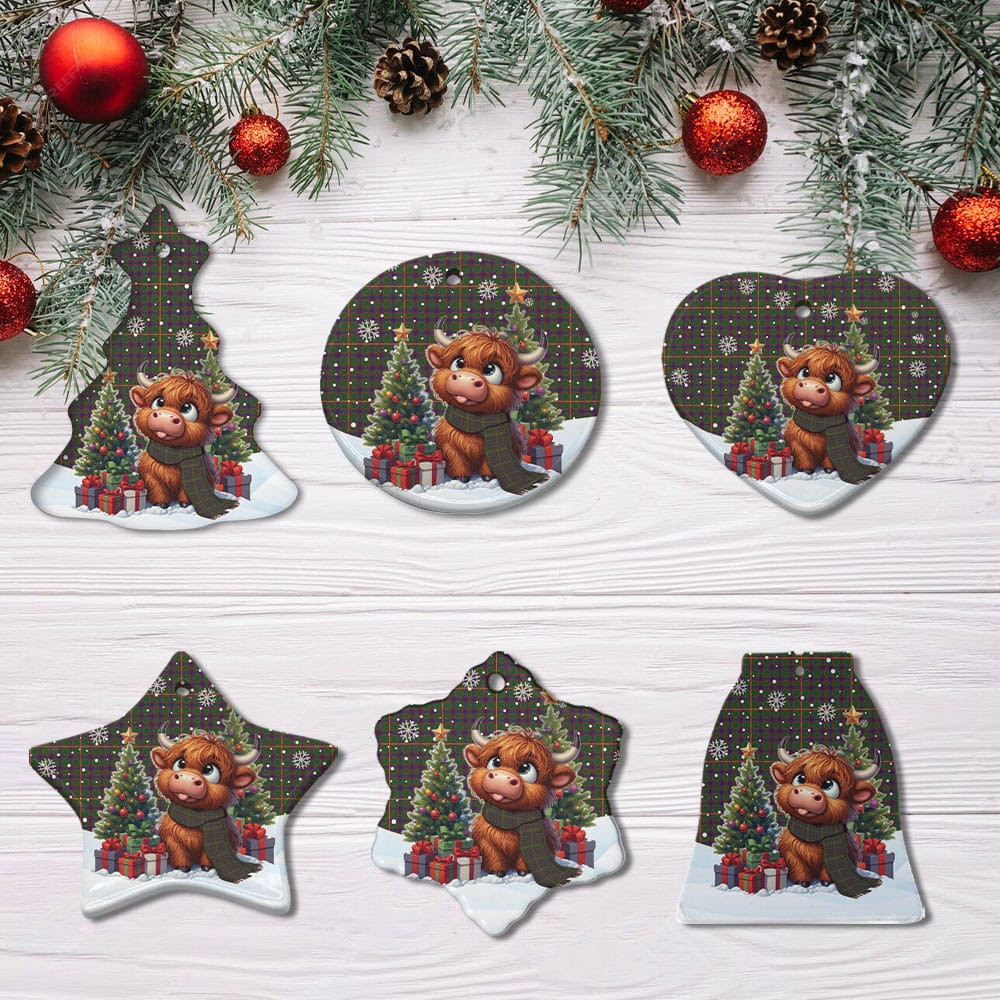 ScotsTee Shop Scottish Hall Clan Tartan Ceramic Ornament Cute Highland Cow Christmas