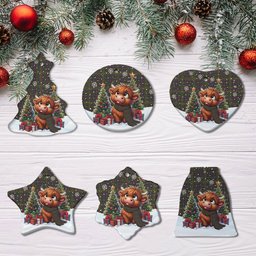 ScotsTee Shop Scottish Hall Clan Tartan Ceramic Ornament Cute Highland Cow Christmas