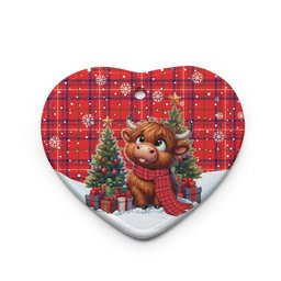 ScotsTee Shop Scottish Rose Modern Clan Tartan Ceramic Ornament Cute Highland Cow Christmas