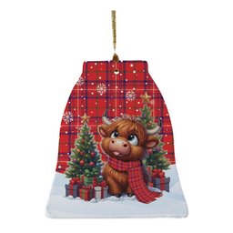 ScotsTee Shop Scottish Rose Modern Clan Tartan Ceramic Ornament Cute Highland Cow Christmas