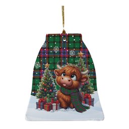 ScotsTee Shop Scottish McGeachie Clan Tartan Ceramic Ornament Cute Highland Cow Christmas
