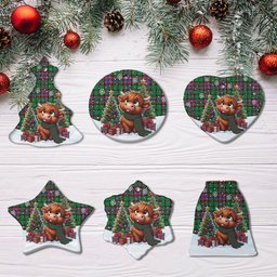 ScotsTee Shop Scottish McGeachie Clan Tartan Ceramic Ornament Cute Highland Cow Christmas