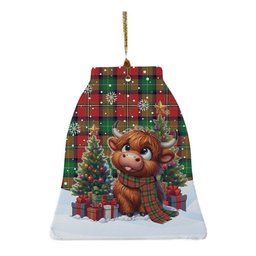 ScotsTee Shop Scottish Boyd Modern Clan Tartan Ceramic Ornament Cute Highland Cow Christmas