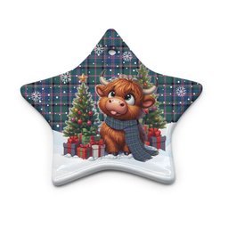 ScotsTee Shop Scottish Cooper Ancient Clan Tartan Ceramic Ornament Cute Highland Cow Christmas