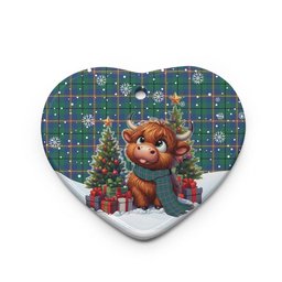 ScotsTee Shop Scottish Carmichael Ancient Clan Tartan Ceramic Ornament Cute Highland Cow Christmas