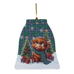 ScotsTee Shop Scottish Carmichael Ancient Clan Tartan Ceramic Ornament Cute Highland Cow Christmas