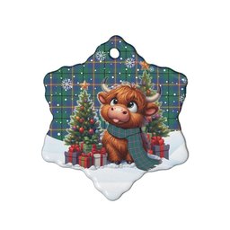 ScotsTee Shop Scottish Carmichael Ancient Clan Tartan Ceramic Ornament Cute Highland Cow Christmas