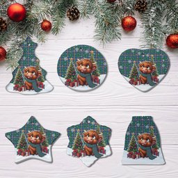 ScotsTee Shop Scottish Carmichael Ancient Clan Tartan Ceramic Ornament Cute Highland Cow Christmas