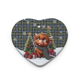 ScotsTee Shop Scottish Campbell Faded Clan Tartan Ceramic Ornament Cute Highland Cow Christmas