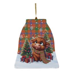 ScotsTee Shop Scottish Ross Ancient Clan Tartan Ceramic Ornament Cute Highland Cow Christmas