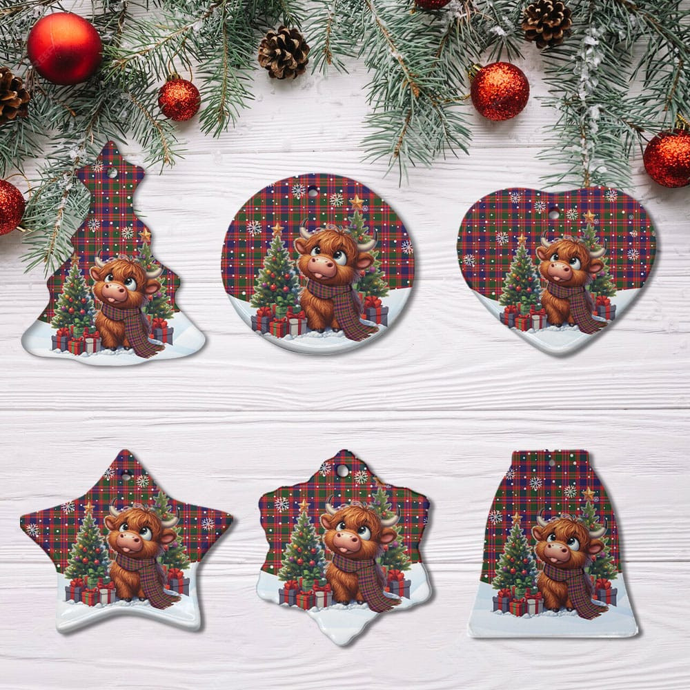 ScotsTee Shop Scottish MacIntyre Modern Clan Tartan Ceramic Ornament Cute Highland Cow Christmas