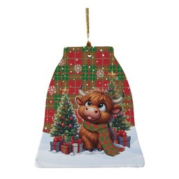 ScotsTee Shop Scottish Burnett Ancient Clan Tartan Ceramic Ornament Cute Highland Cow Christmas