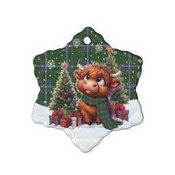 ScotsTee Shop Scottish Pringle Clan Tartan Ceramic Ornament Cute Highland Cow Christmas