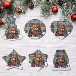 ScotsTee Shop Scottish Anderson Ancient Clan Tartan Ceramic Ornament Cute Highland Cow Christmas