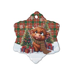ScotsTee Shop Scottish Princess Margaret Clan Tartan Ceramic Ornament Cute Highland Cow Christmas
