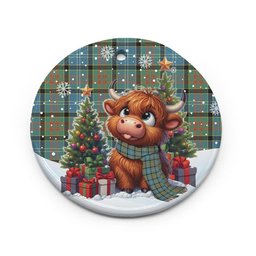 ScotsTee Shop Scottish Paisley District Clan Tartan Ceramic Ornament Cute Highland Cow Christmas
