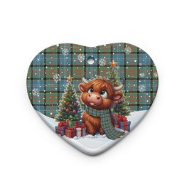 ScotsTee Shop Scottish Paisley District Clan Tartan Ceramic Ornament Cute Highland Cow Christmas