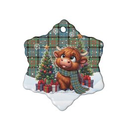 ScotsTee Shop Scottish Paisley District Clan Tartan Ceramic Ornament Cute Highland Cow Christmas