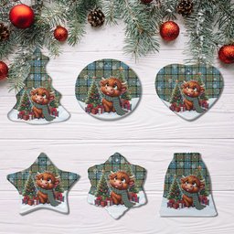 ScotsTee Shop Scottish Paisley District Clan Tartan Ceramic Ornament Cute Highland Cow Christmas