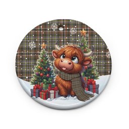 ScotsTee Shop Scottish Scott Green Weathered Clan Tartan Ceramic Ornament Cute Highland Cow Christmas
