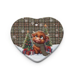 ScotsTee Shop Scottish Scott Green Weathered Clan Tartan Ceramic Ornament Cute Highland Cow Christmas