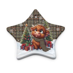 ScotsTee Shop Scottish Scott Green Weathered Clan Tartan Ceramic Ornament Cute Highland Cow Christmas